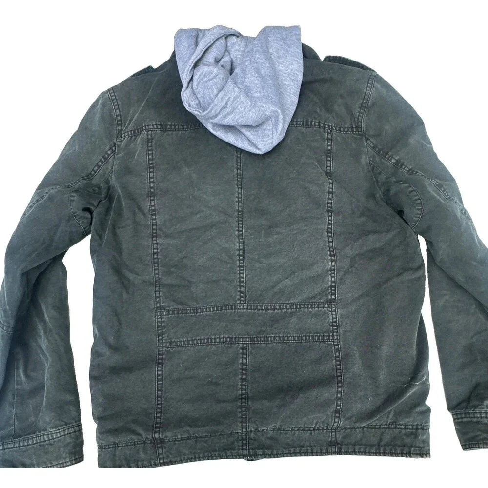 Levi Strauss & Co Mens Hooded Lined Military Jacket Full Zip Snap XS olive Green
